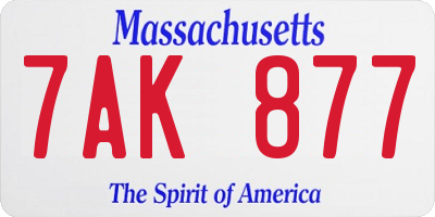 MA license plate 7AK877
