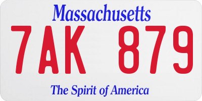 MA license plate 7AK879