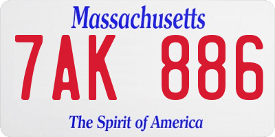 MA license plate 7AK886