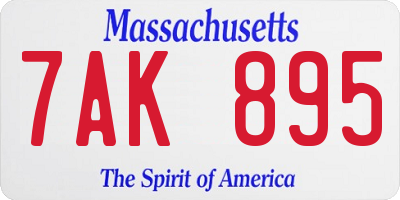 MA license plate 7AK895