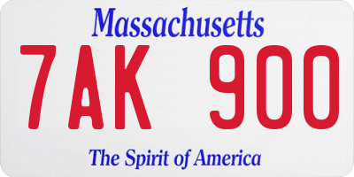 MA license plate 7AK900