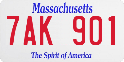 MA license plate 7AK901