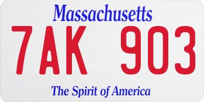 MA license plate 7AK903