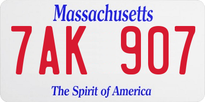 MA license plate 7AK907