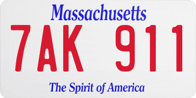 MA license plate 7AK911