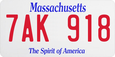 MA license plate 7AK918