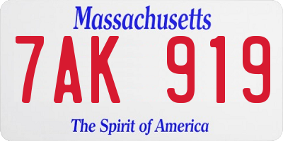 MA license plate 7AK919