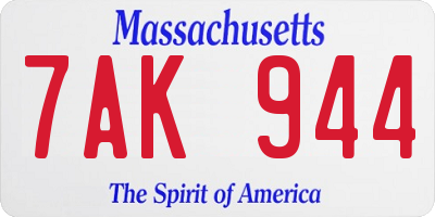 MA license plate 7AK944