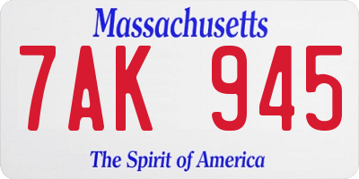 MA license plate 7AK945
