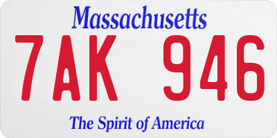 MA license plate 7AK946