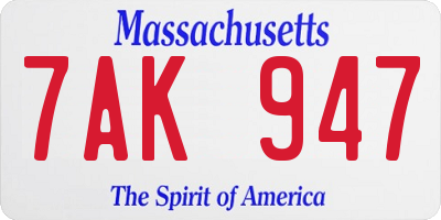 MA license plate 7AK947