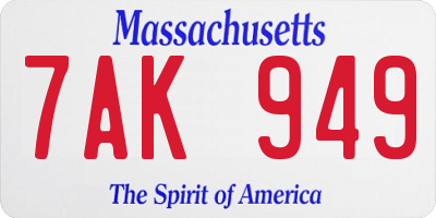 MA license plate 7AK949