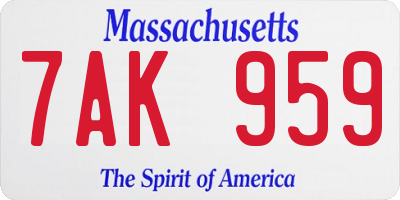 MA license plate 7AK959