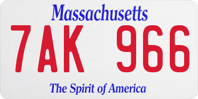 MA license plate 7AK966