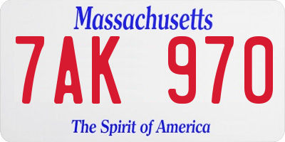 MA license plate 7AK970