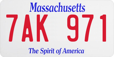 MA license plate 7AK971