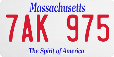 MA license plate 7AK975