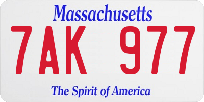 MA license plate 7AK977