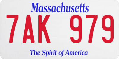 MA license plate 7AK979