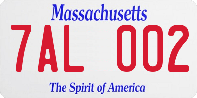 MA license plate 7AL002