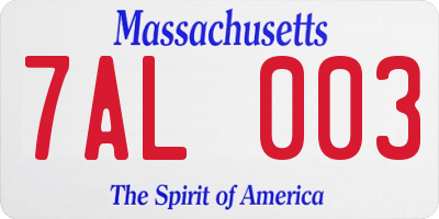 MA license plate 7AL003