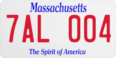 MA license plate 7AL004