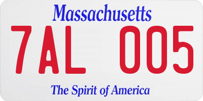 MA license plate 7AL005