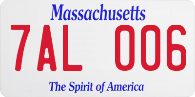 MA license plate 7AL006