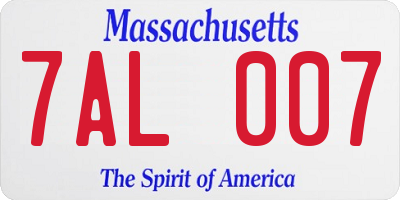 MA license plate 7AL007