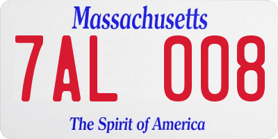 MA license plate 7AL008