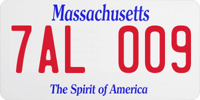MA license plate 7AL009