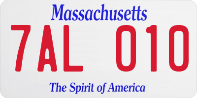 MA license plate 7AL010