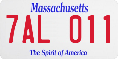 MA license plate 7AL011