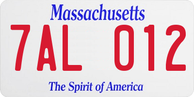 MA license plate 7AL012