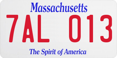 MA license plate 7AL013