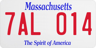 MA license plate 7AL014