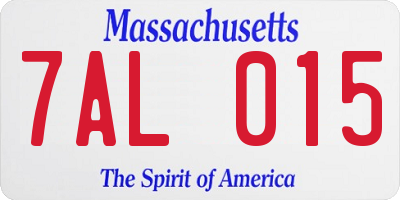 MA license plate 7AL015