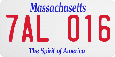 MA license plate 7AL016