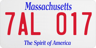 MA license plate 7AL017