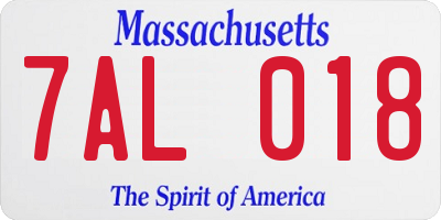 MA license plate 7AL018