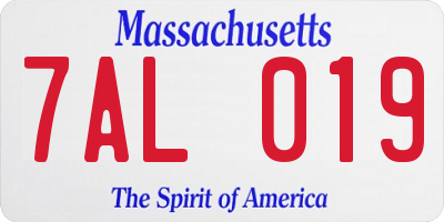 MA license plate 7AL019