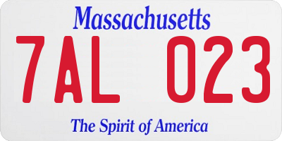 MA license plate 7AL023