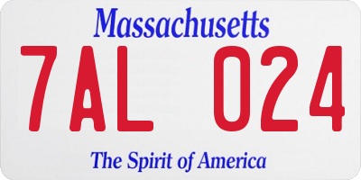 MA license plate 7AL024
