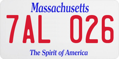 MA license plate 7AL026