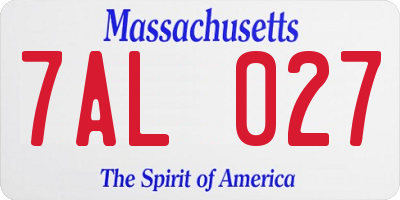 MA license plate 7AL027