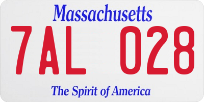 MA license plate 7AL028