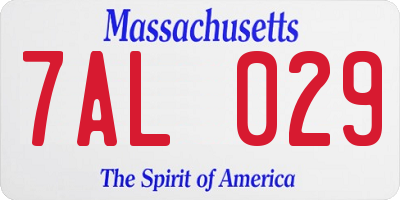 MA license plate 7AL029