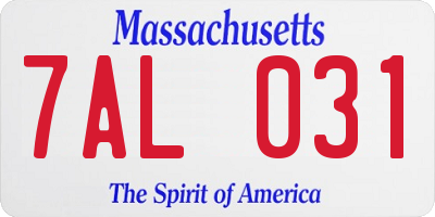 MA license plate 7AL031