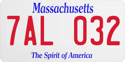 MA license plate 7AL032