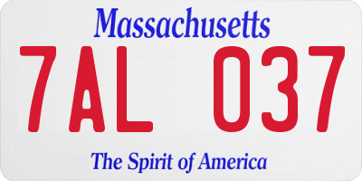 MA license plate 7AL037